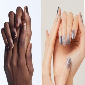 Ohora Semi Cured Gel Nail Strips Pumpkin Swirl And Gleam Blue